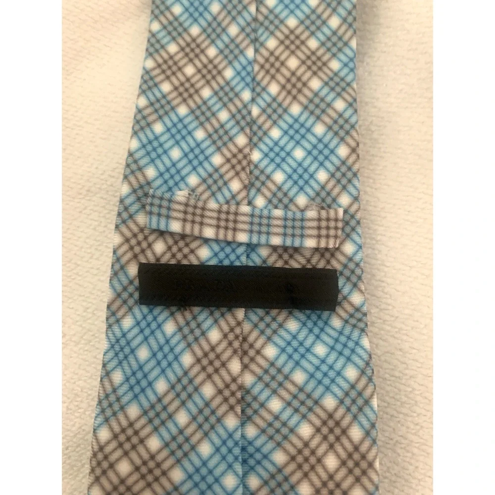 Prada Men’s Tie ( Geometric Pattern - Brown & Turquoise)
